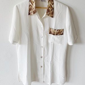 Vintage bottom down leopard cat print top